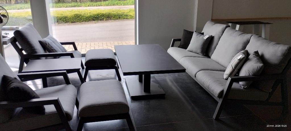 Complete Loungeset Zen'so Bristol all weather, Ophalen, 5 zitplaatsen, Bijzettafel, Aluminium