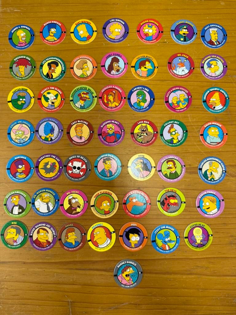 Volledige reeks (50) SkyCaps van The Simpsons, Verzamelen, Flippo's, Ophalen of Verzenden, Verzameling