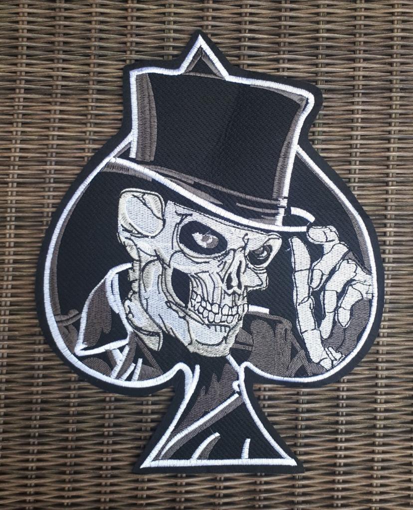 Écusson à repasser Skull Spade XXL pour motard, 245 x 310 mm, Motos, Enlèvement ou Envoi, Neuf, sans ticket, Femmes, Autres types