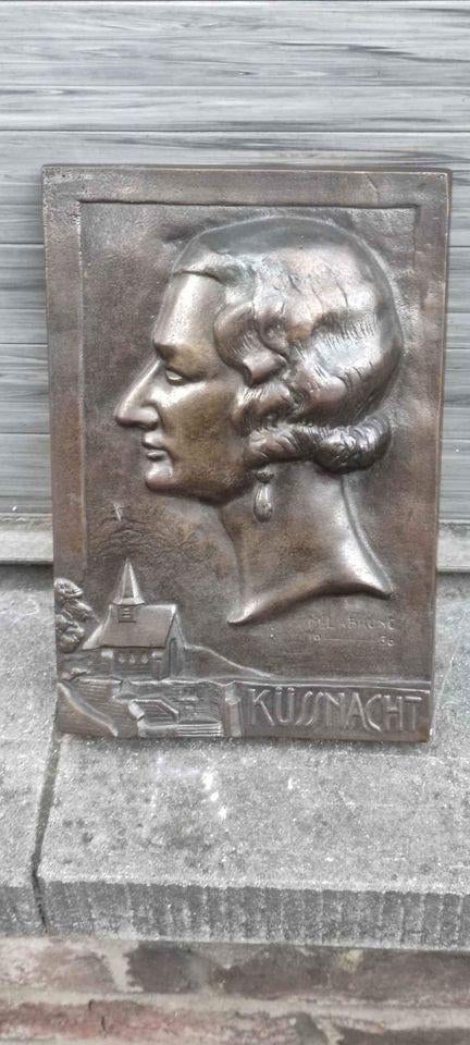 Plaque en bronze kussnacht signe m la brune 1936, Ophalen of Verzenden, Brons