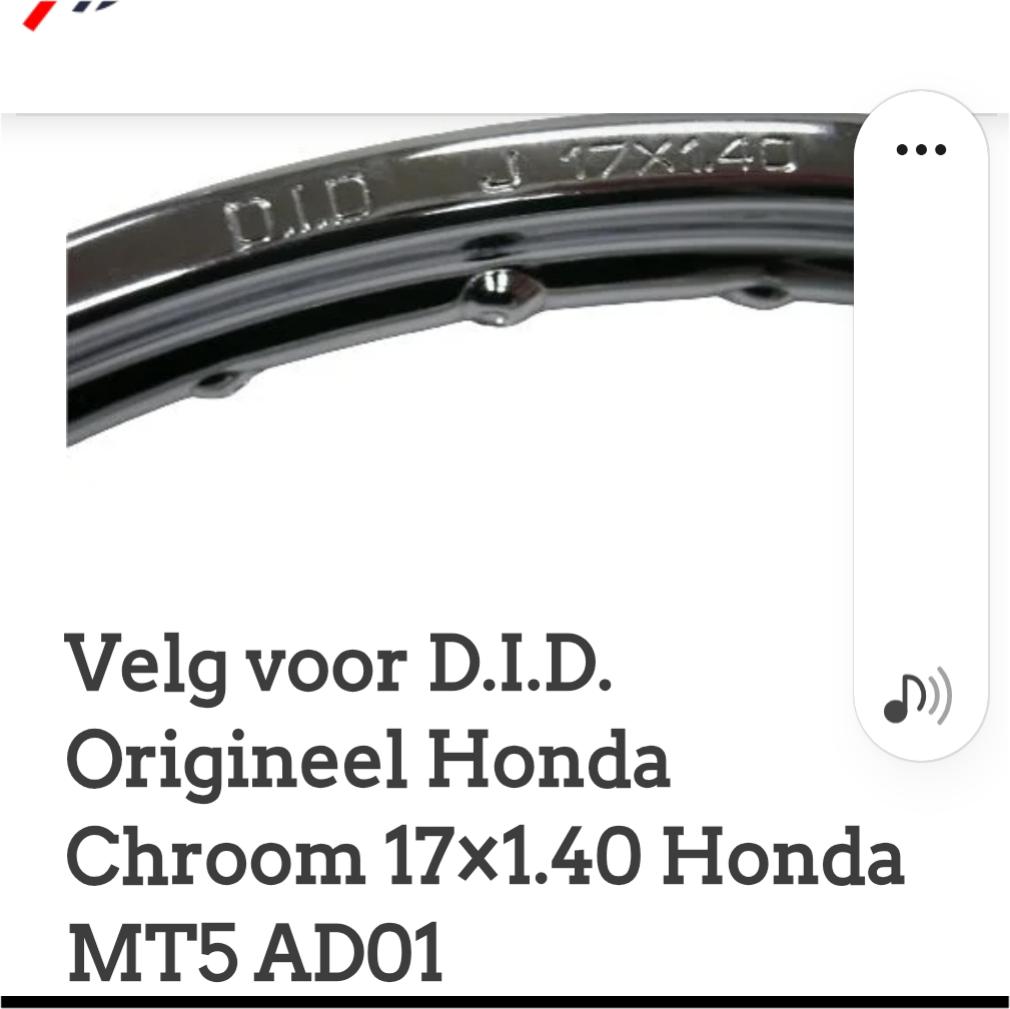 Honda chroomvelg j17x1.40 1177 dot, Enlèvement, Neuf, Autres types, Honda