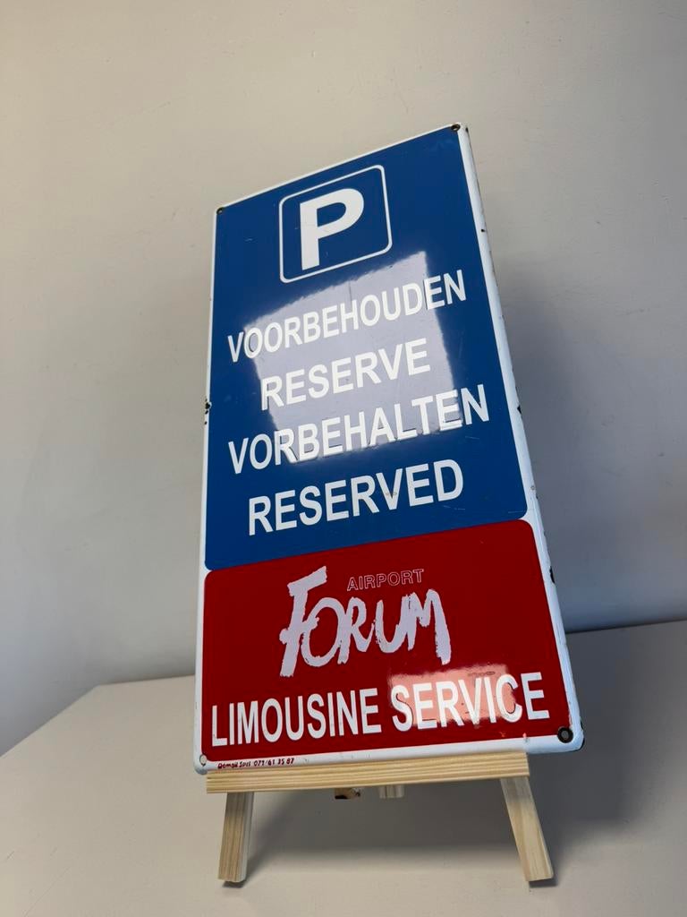 Limousine Parking emaille reclamebord, Ophalen of Verzenden, Gebruikt, Reclamebord