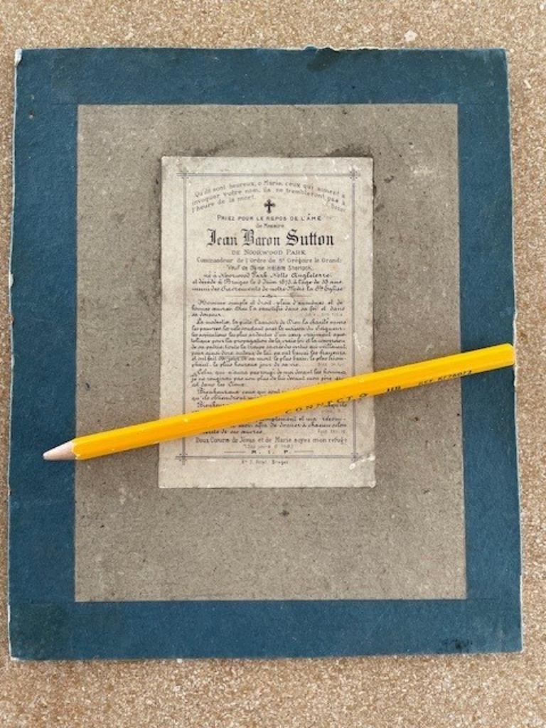 BP+FOTO BARON JEAN SUTTON de NOORWOOD PARK, décédé BRUGES, Collections, Images pieuses & Faire-part, Enlèvement ou Envoi, Image pieuse