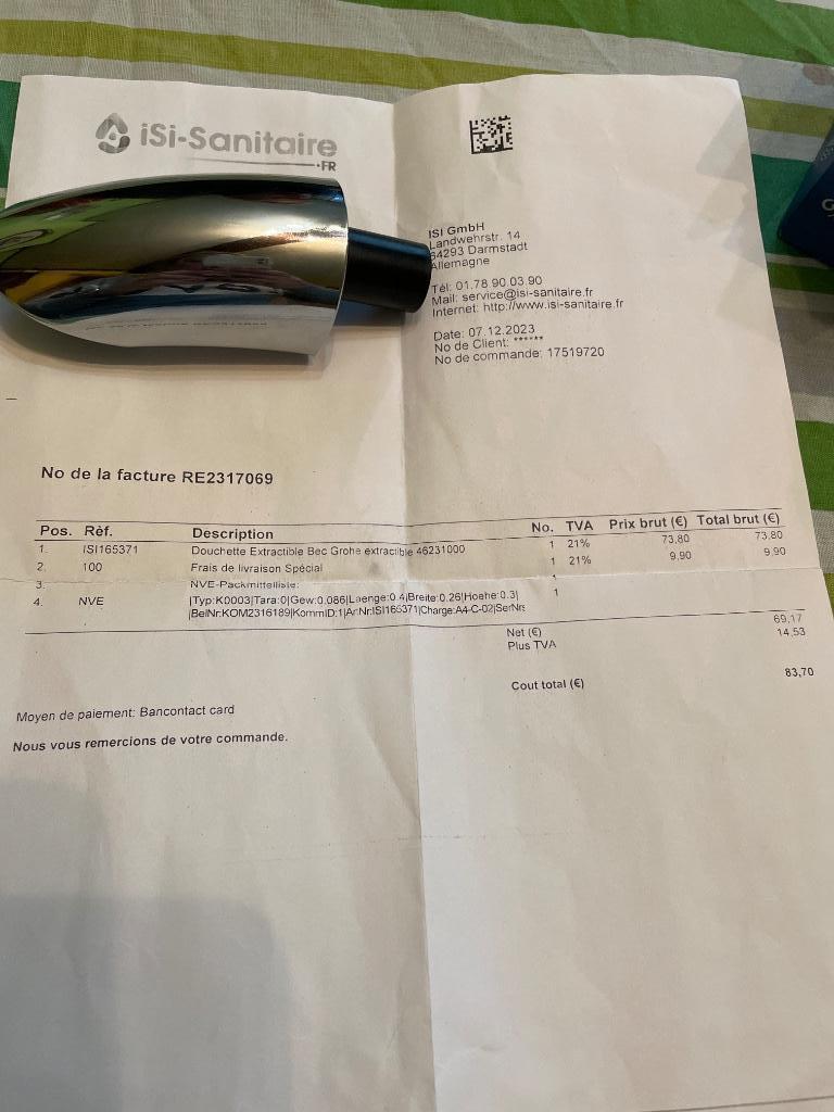 Douchette extractible Grohe 46231000, Enlèvement ou Envoi, Neuf, Chrome, Robinet