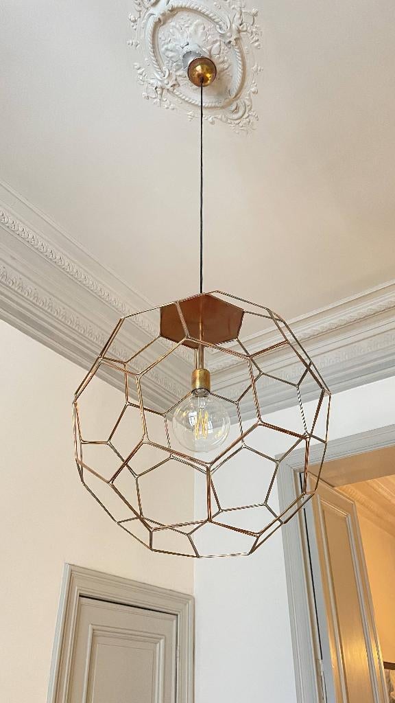 2 Lampes à suspension - L - Couleur cuivre, Maison & Meubles, Lampes | Suspensions, Utilisé, 75 cm ou plus, Métal, Enlèvement