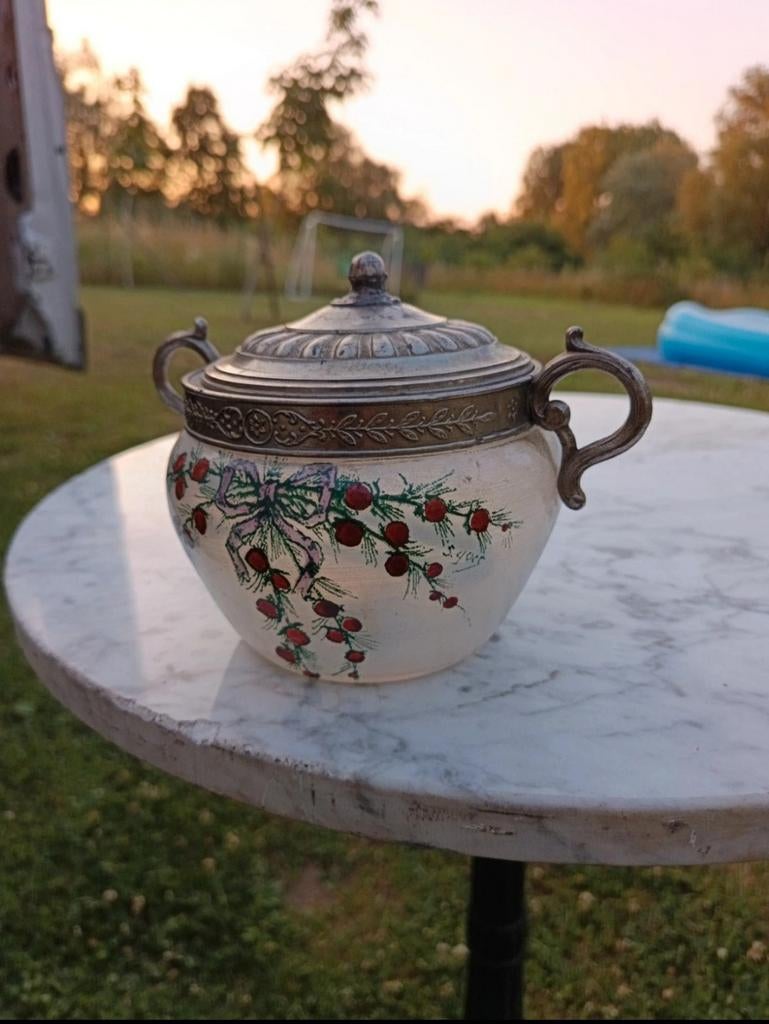 Ancien sucrier signé, Antiquités & Art, Enlèvement ou Envoi