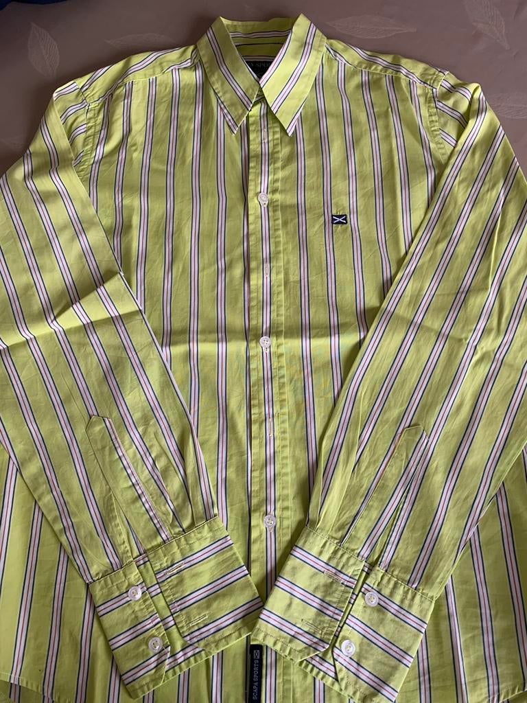 Chemise homme rayé vert clair taille 40, Enlèvement ou Envoi, Comme neuf, Vert