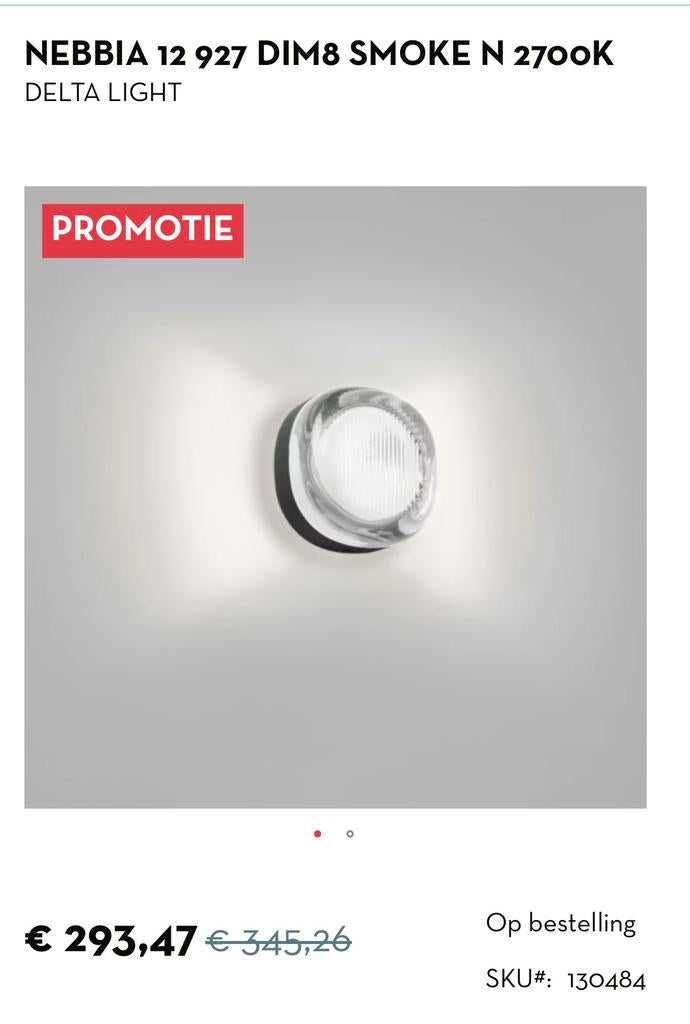 Delta light NEBBIA 12 dim 8 smoke - 2 stuks, Ophalen of Verzenden, Nieuw, Glas, Plafondspot of Wandspot