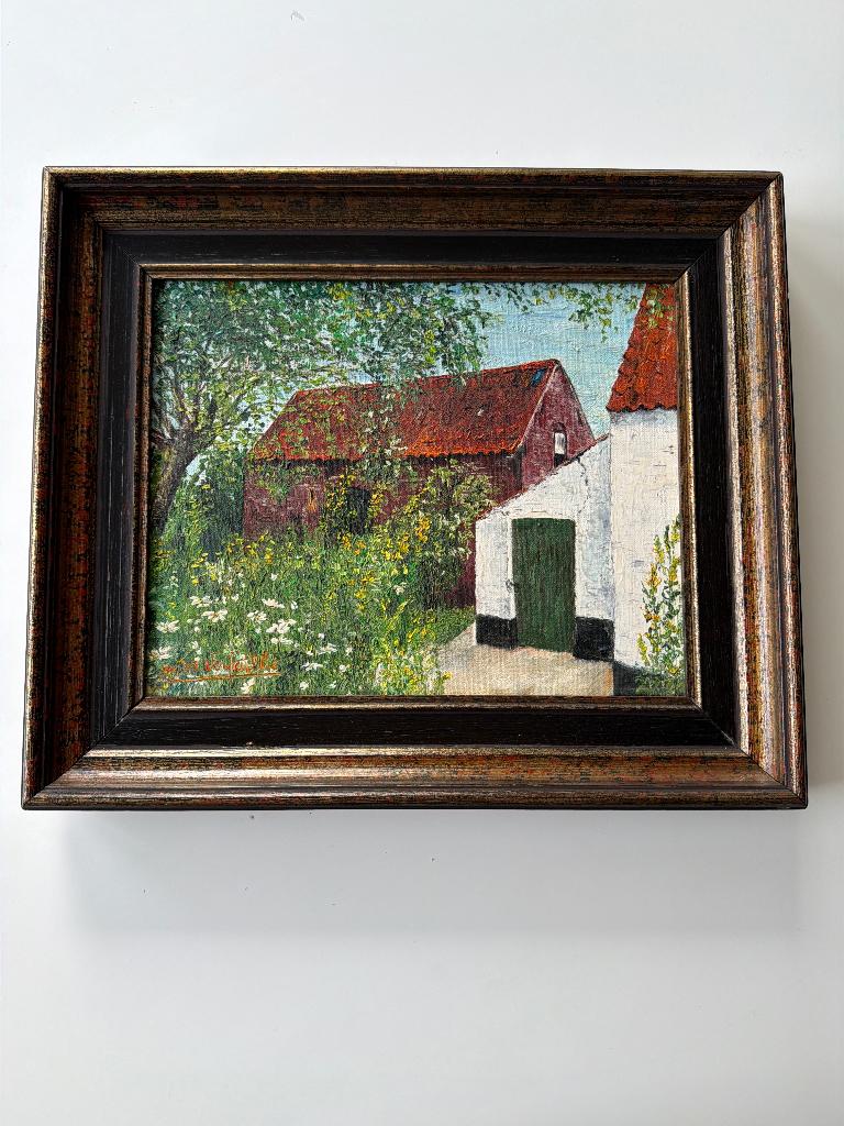 Olieverf rustieke boerderij, Antiek en Kunst, Ophalen