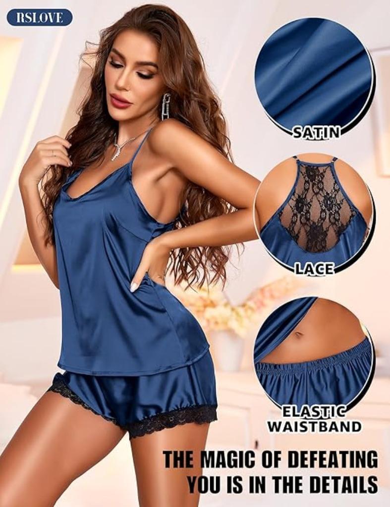 Pyjama court en satin pour femme | Nouveau