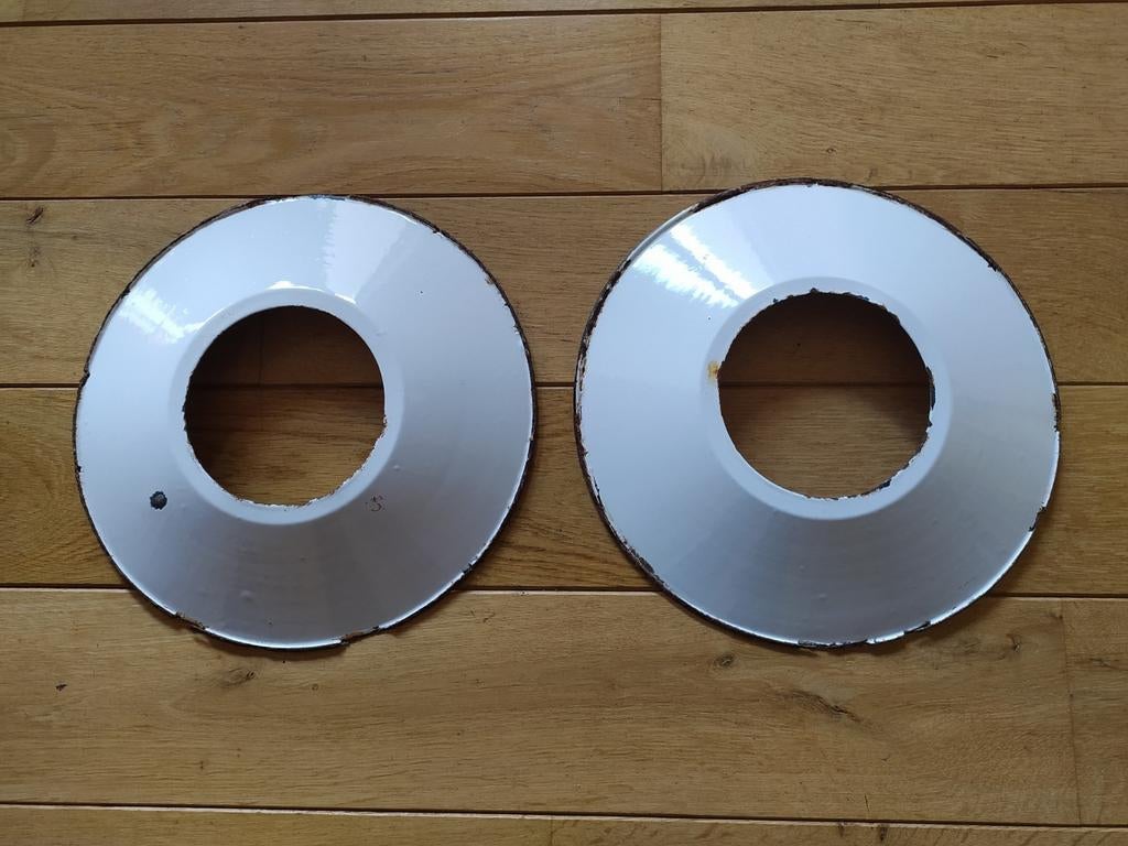 Industriële emaille lampenkappen, Antiek en Kunst, Ophalen of Verzenden