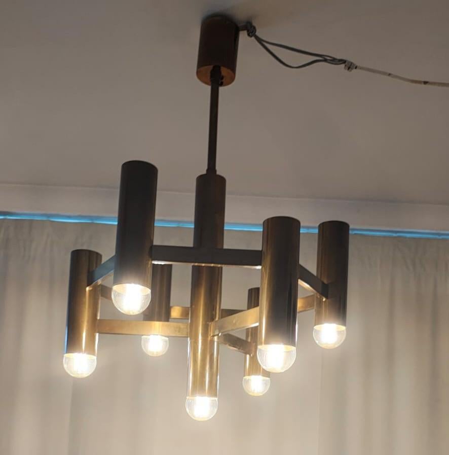 Lustre suspension Vintage Gaetano Sciolari Italy 1970's, Enlèvement, Comme neuf