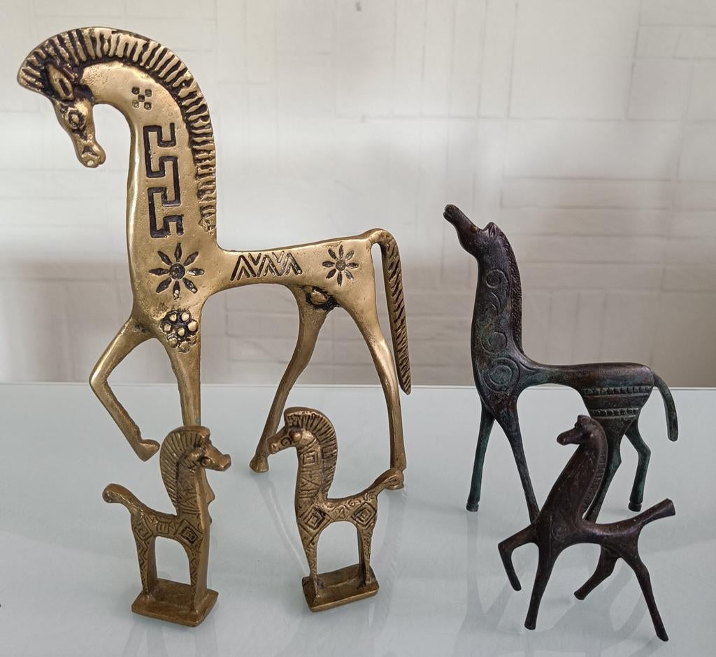 Oude messing/bronzen paarden., Ophalen of Verzenden, Brons