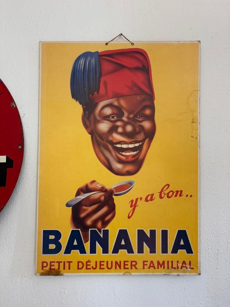 Panneau d'affichage ancien BANANIA, Collections, Enlèvement, Utilisé, Panneau publicitaire