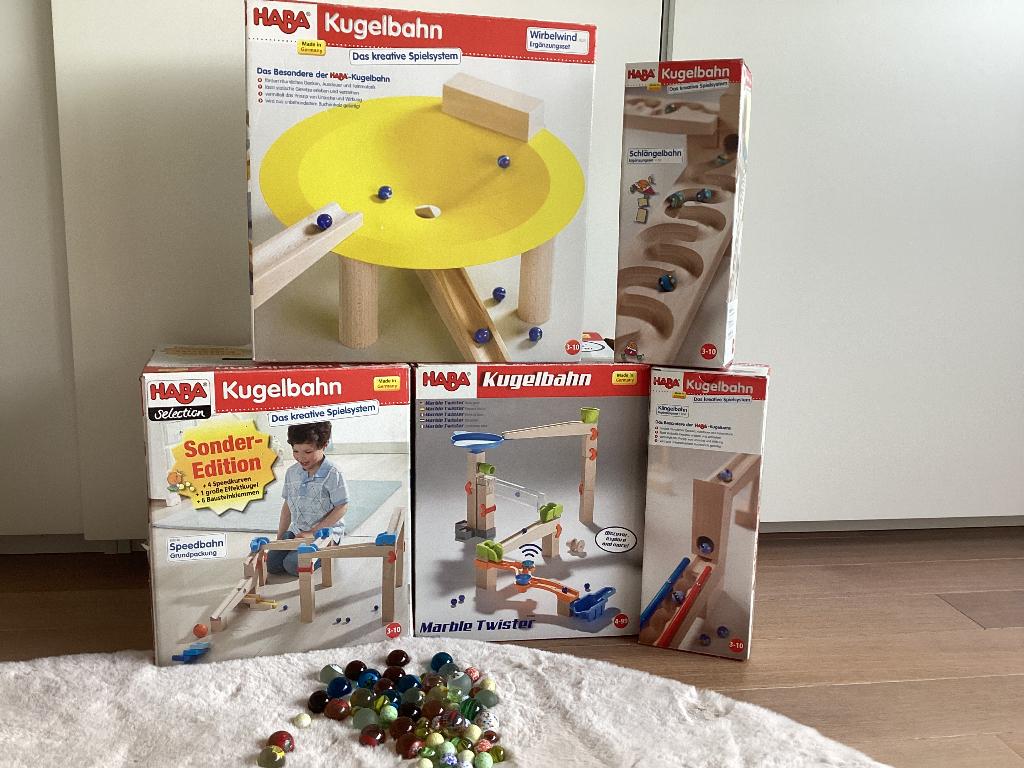 Zeer volledige set HABA houtenknikkerbaan, Kinderen en Baby's, Speelgoed | Houten speelgoed, Ophalen, Zo goed als nieuw, Overige typen