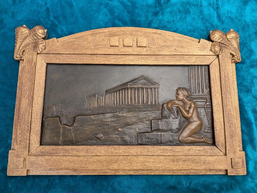 Art Deco bronzen muurplaquette of Fries. H. Costers, Antiek en Kunst, Antiek | Brons en Koper, Brons, Ophalen of Verzenden