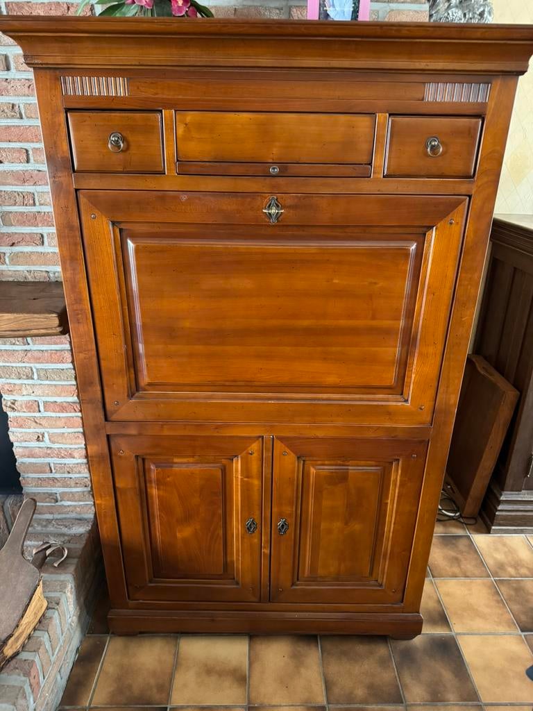 Massieve Klassieke secretair in warm kersenhout., Enlèvement, Comme neuf
