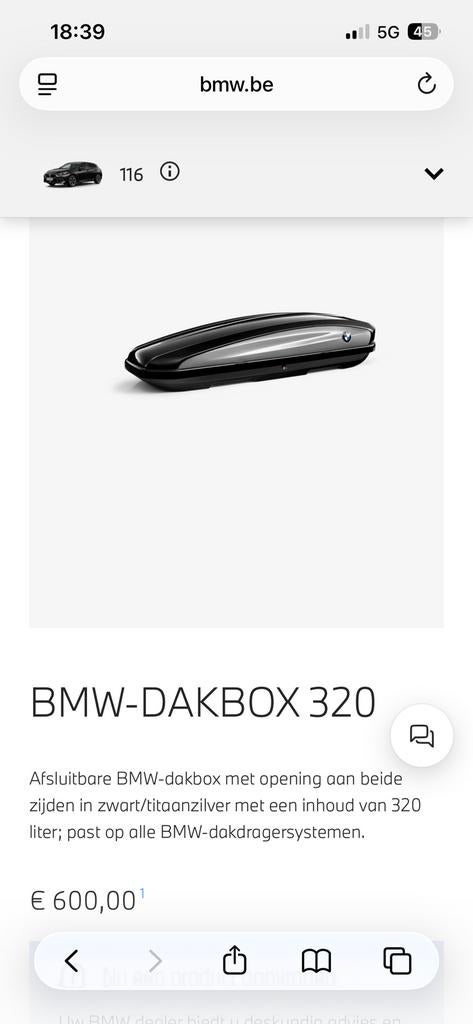 Dakkoffer bmw nieuw nog in de doos, Auto diversen, Dakkoffers, Ophalen, Nieuw