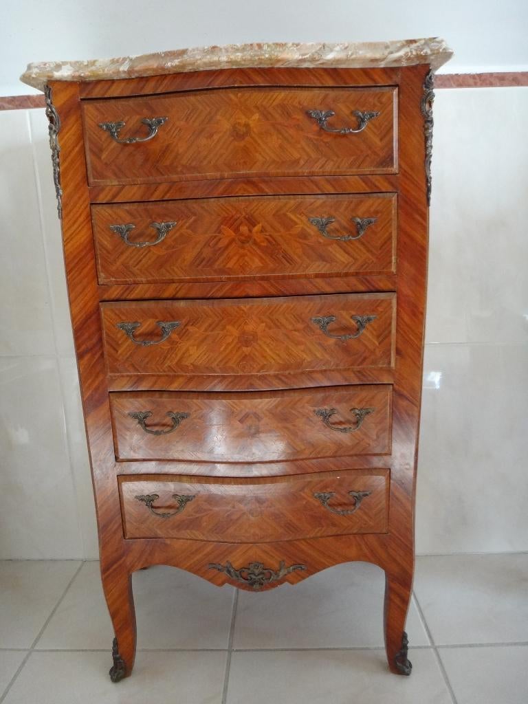 meuble en marqueterie, Maison & Meubles, Armoires | Commodes, 25 à 50 cm, 5 tiroirs ou plus, Moins de 100 cm, Enlèvement