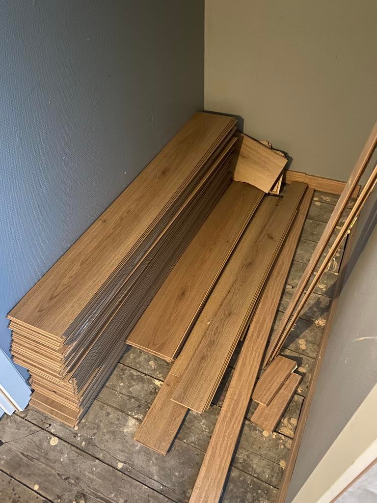 Laminaatvloer 20m2, Doe-het-zelf en Bouw, Ophalen, Kunststof, Gebruikt, 10 m² of meer