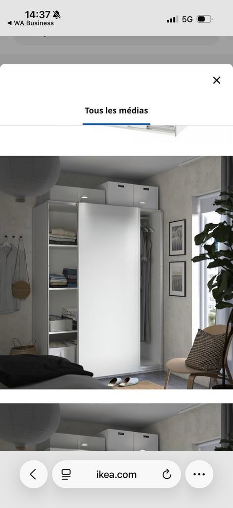 Armoire Pax ikea / hasvik blanc, Maison & Meubles, Enlèvement, Comme neuf