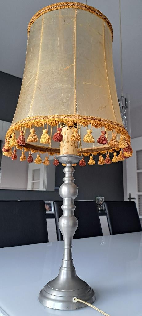 lampe en étain vintage avec abat-jour, Antiquités & Art, Enlèvement