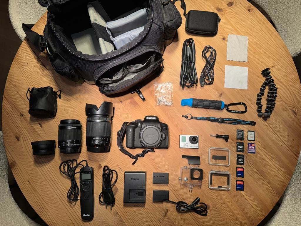 Canon 750D + GoPro + Accessoires, Ophalen, Spiegelreflex, Canon, Zo goed als nieuw