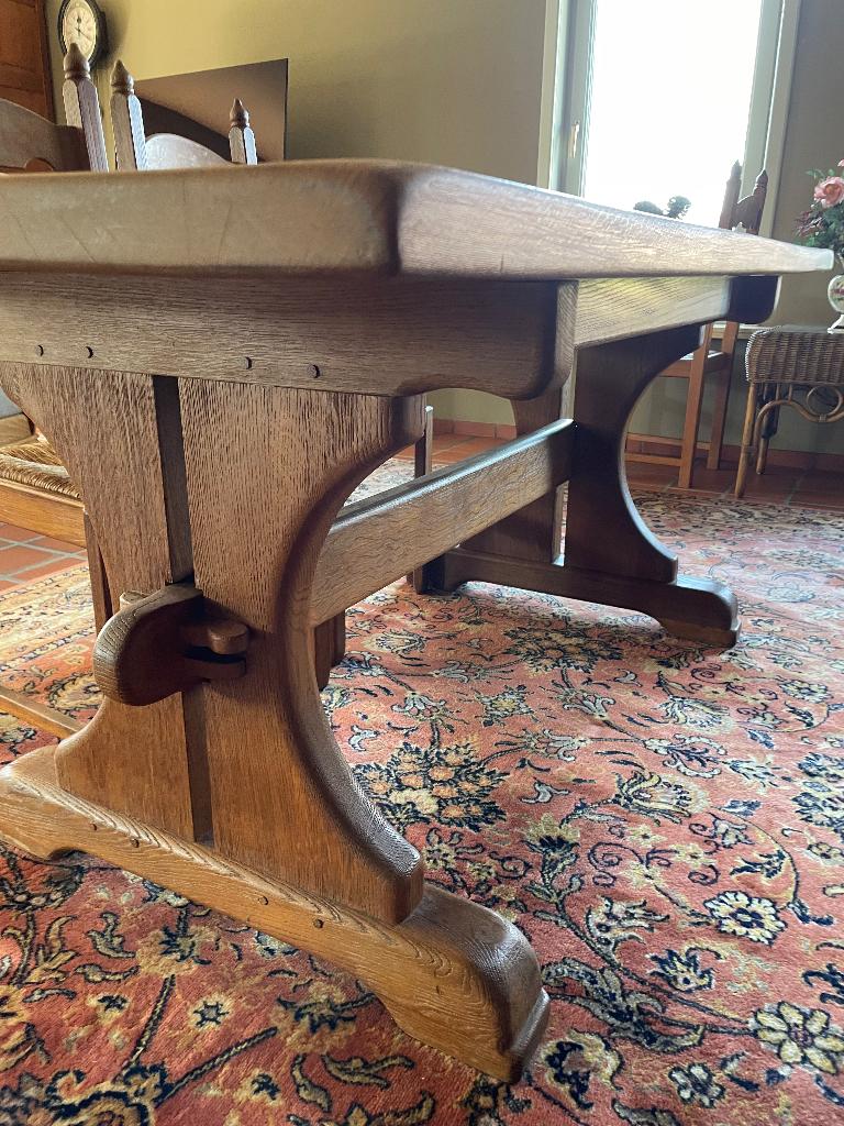 Eiken tafel en 6 stoelen, Huis en Inrichting, Stoelen, Ophalen, Bruin, Hout, Zo goed als nieuw