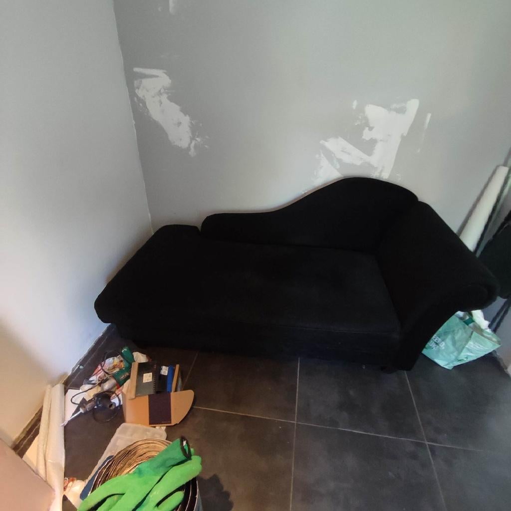 Méridienne 2pl, 150 cm ou plus, Comme neuf, Enlèvement, Velour noir