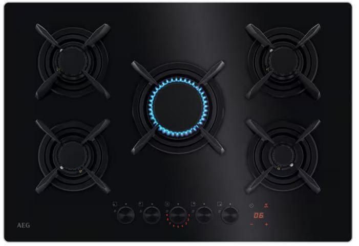 Gaskookplaat 75 cm AEG HKB 75453 NB, Huis en Inrichting, Keuken | Keukenelementen, Ophalen, Zo goed als nieuw, Zwart