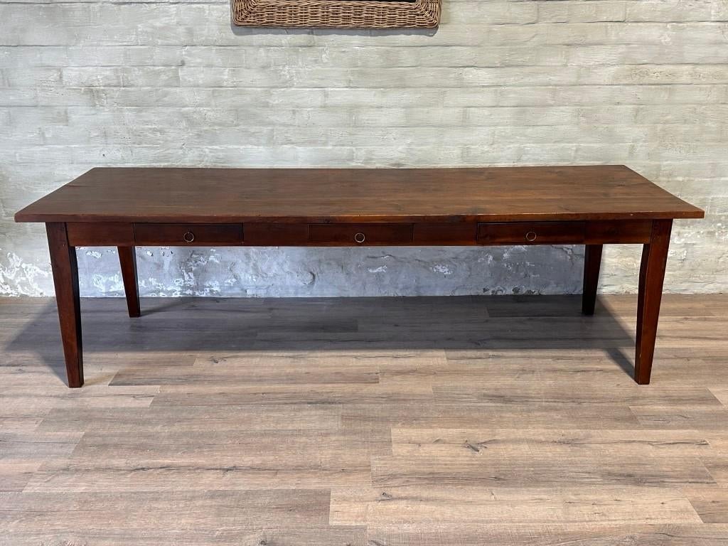 Boerentafel met 3 lades - 275 x 94 cm + 81 cm hoog, Huis en Inrichting, Tafels | Eettafels, Zo goed als nieuw, 50 tot 100 cm, 200 cm of meer