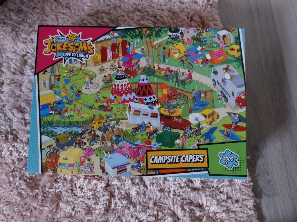 Gibsons "Campsite Capers" 1000 stukjes, Hobby en Vrije tijd, Ophalen of Verzenden, 500 t/m 1500 stukjes, Zo goed als nieuw, Legpuzzel
