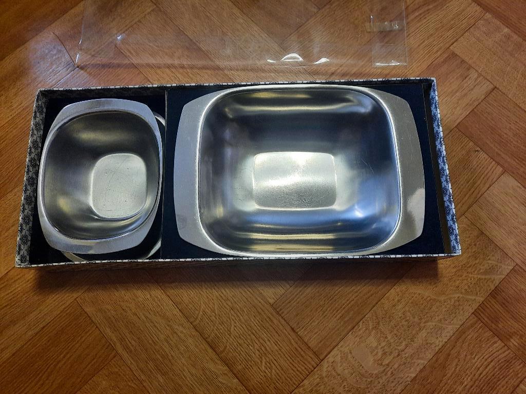 set van 2 saus schotels assortie in inox, Ophalen of Verzenden