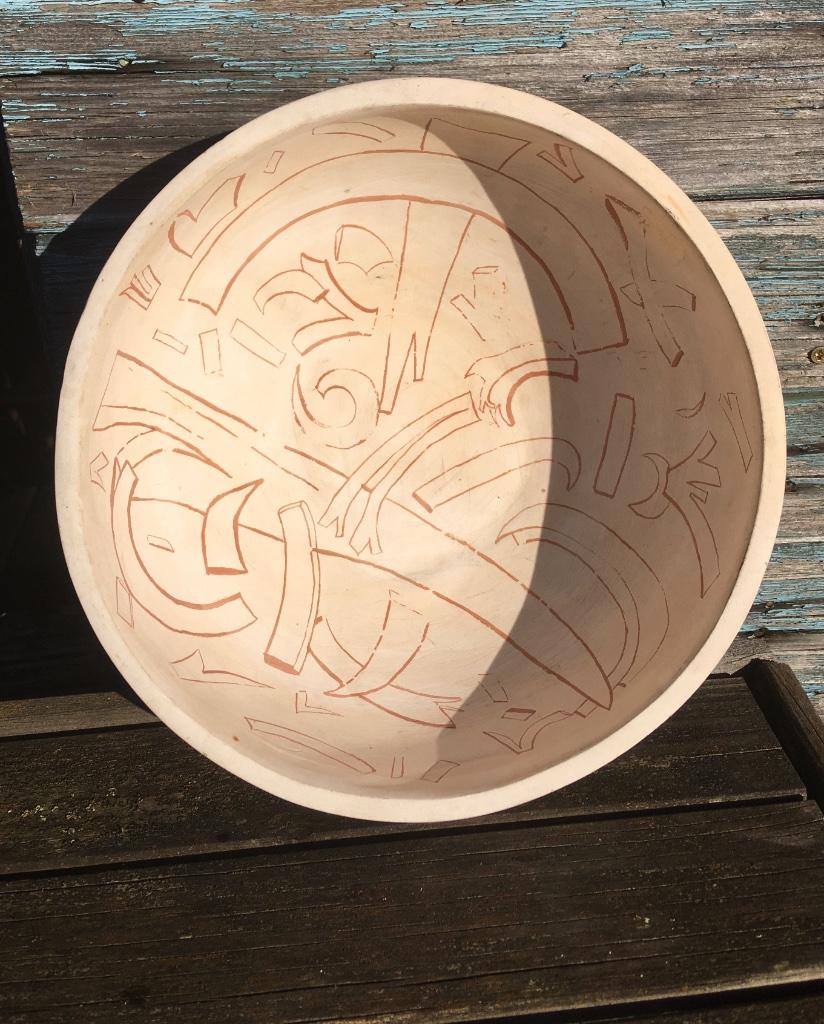 Bol en céramique vintage des années 50 avec décor sanguine, Antiquités & Art, Enlèvement ou Envoi