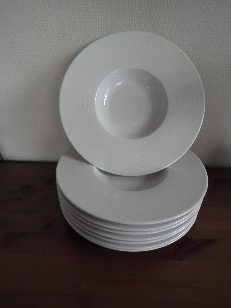 Diep bord met brede rand. D 27 cm (Yong) set van 8, Huis en Inrichting, Ophalen of Verzenden, Zo goed als nieuw, Bord(en), Overige stijlen
