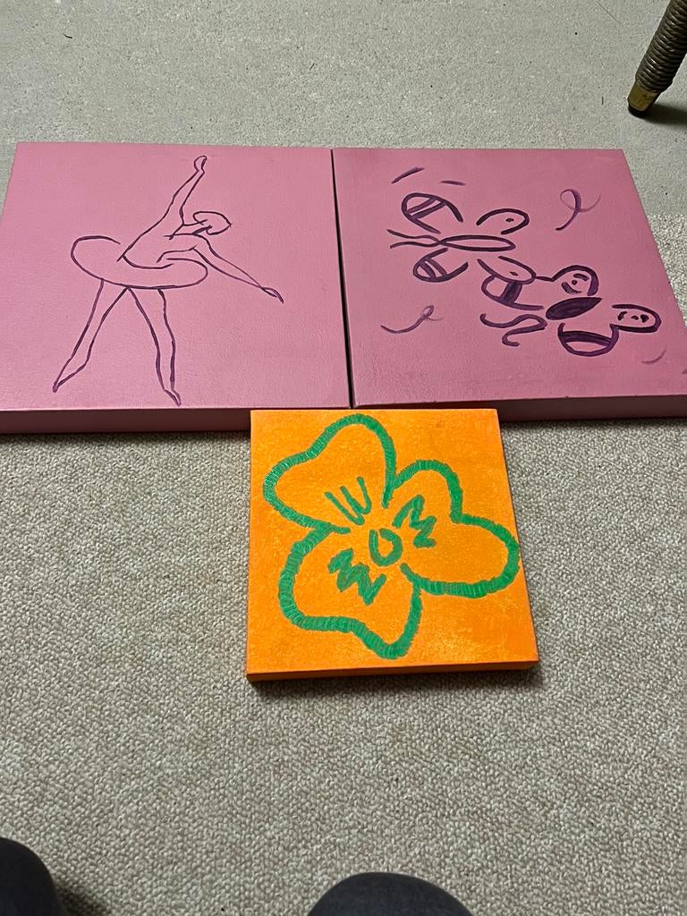 3 belles toiles en guise de peinture,.., Moins de 50 cm, Enlèvement ou Envoi, Comme neuf, Peinture