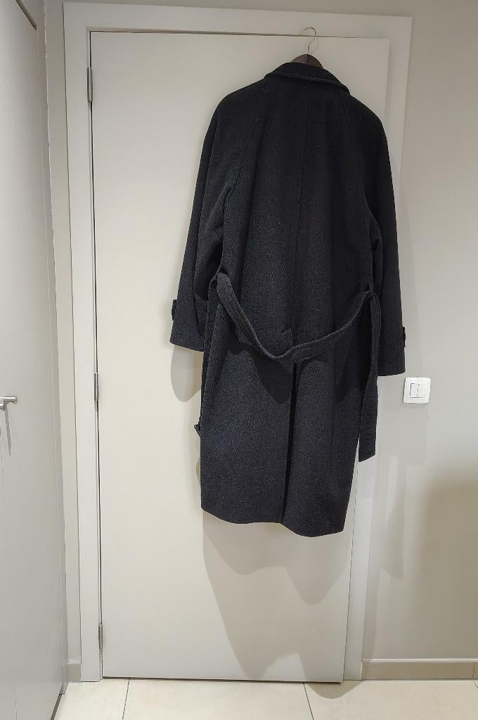 Lange Herenmantel wol cashmir zwart, Ophalen, Zo goed als nieuw, Maat 52/54 (L), Zwart
