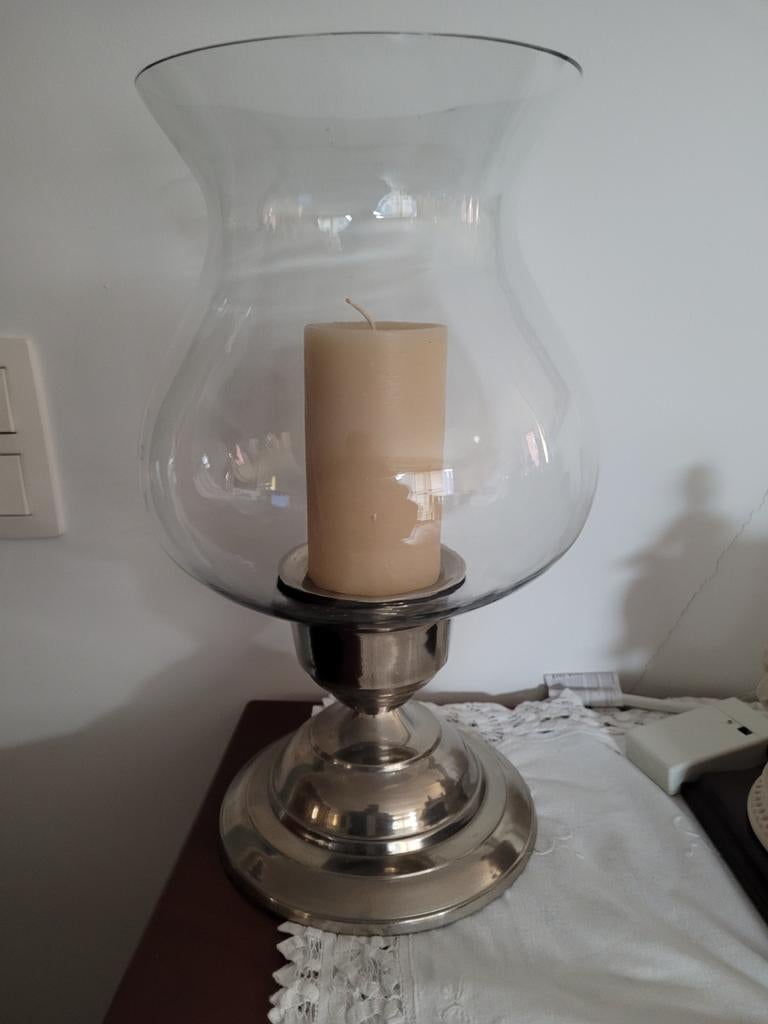 Glazen stolp kaarsenhouder, Huis en Inrichting, Woonaccessoires | Kandelaars en Kaarsen, Ophalen