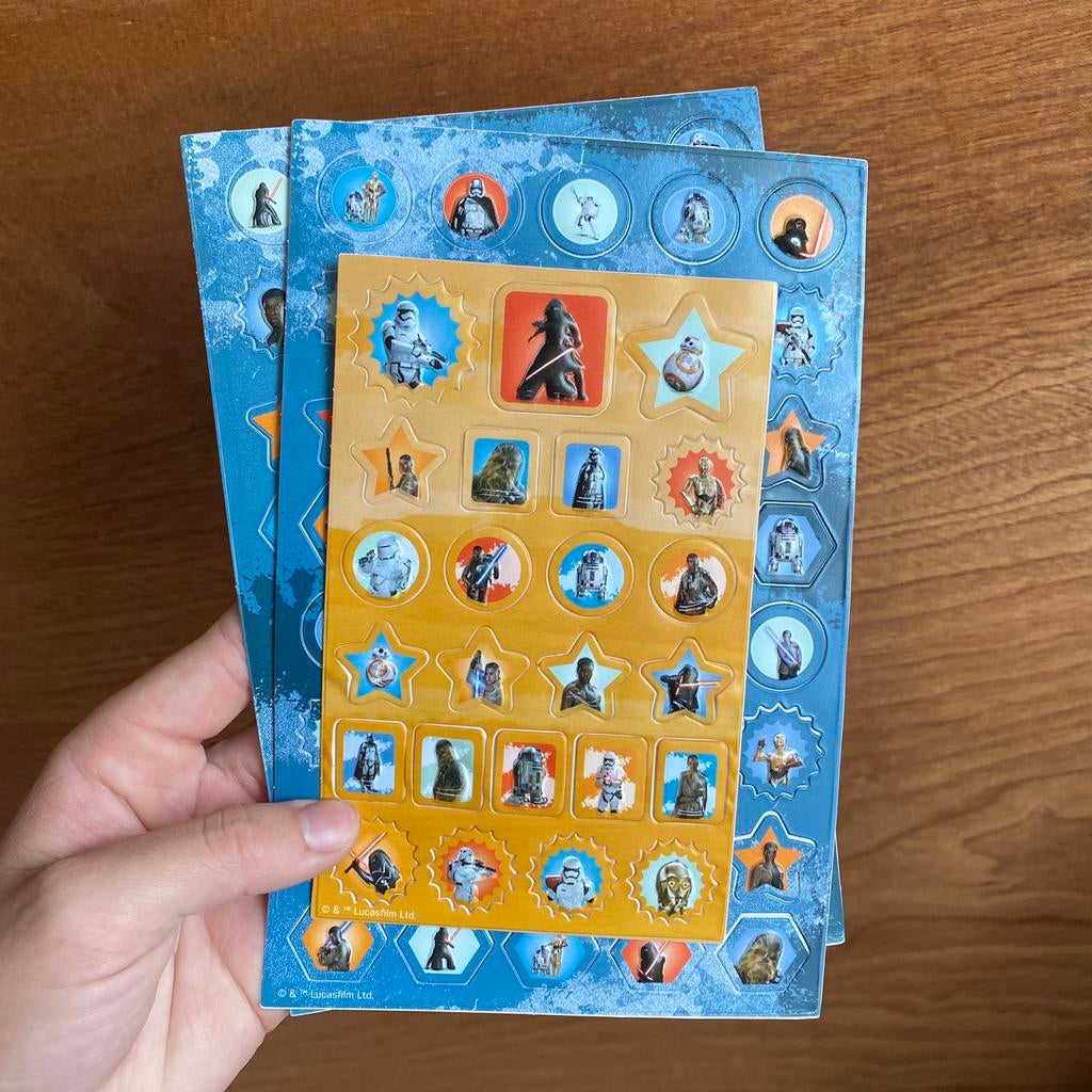 3 feuilles d'autocollants Star Wars, Collections, Enlèvement ou Envoi, Comme neuf, Cinéma, Télévision ou Audiovisuel