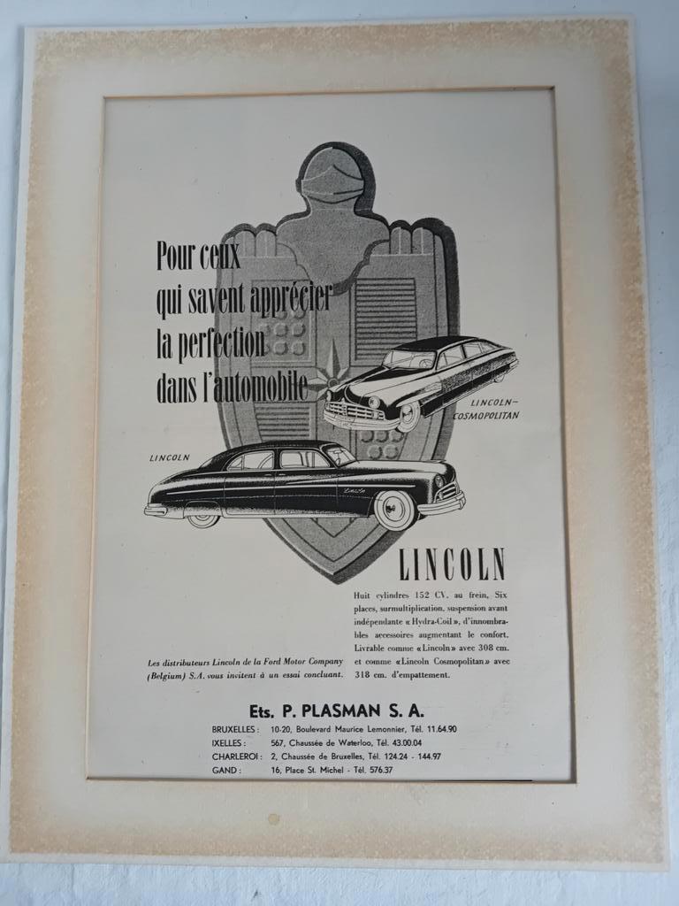 Ancienne publicité Lincoln, Collections, Marques & Objets publicitaires, Enlèvement ou Envoi, Utilisé, Autres types