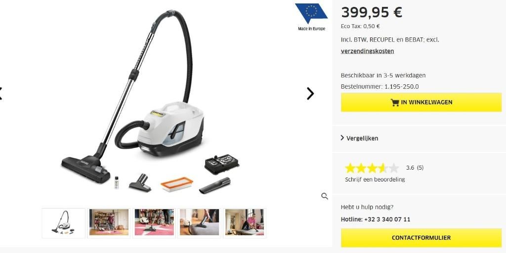 Kärcher DS 6, Elektronische apparatuur, Stofzuigers, Ophalen, Zo goed als nieuw, Waterstofzuiger, Minder dan 1200 watt