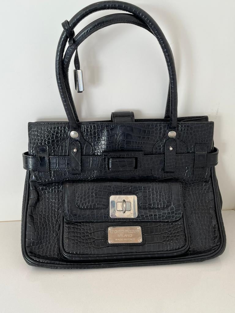 Sac à main Luciano Padovan, cuir, Bijoux, Sacs & Beauté, Sacs | Sacs Femme, Enlèvement ou Envoi, Comme neuf, Noir, Sac à main