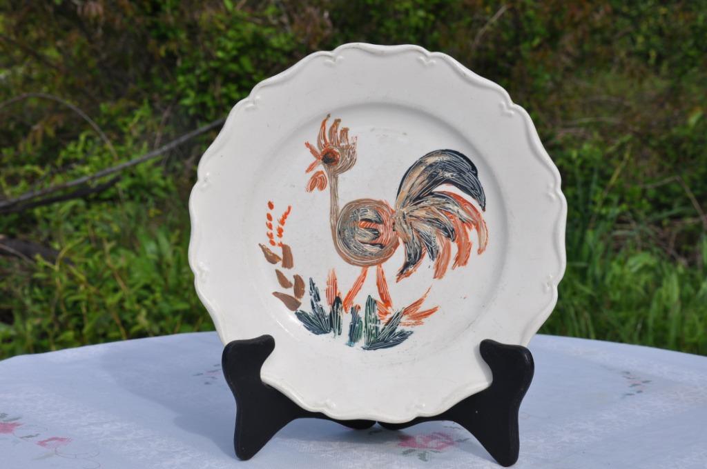assiette boch decor coq signé sophie, Antiquités & Art, Enlèvement ou Envoi