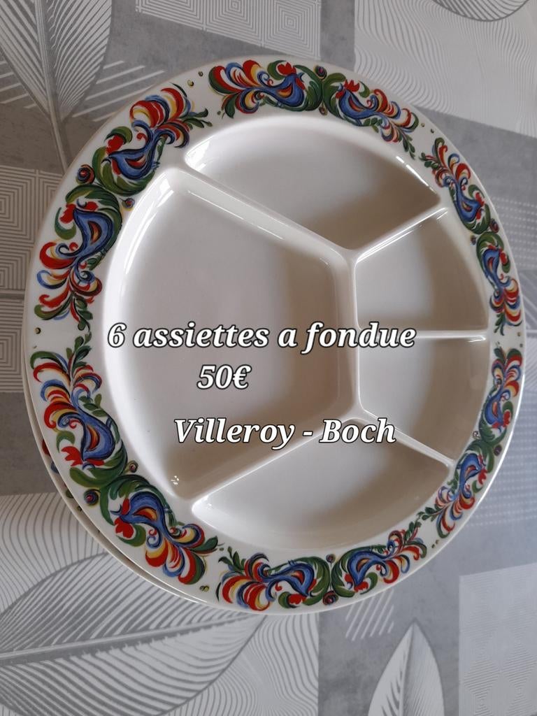 A vendre:

1plat à tarte 5€

6 assiettes à fondue
Willeroy &, Maison & Meubles, Enlèvement, Comme neuf