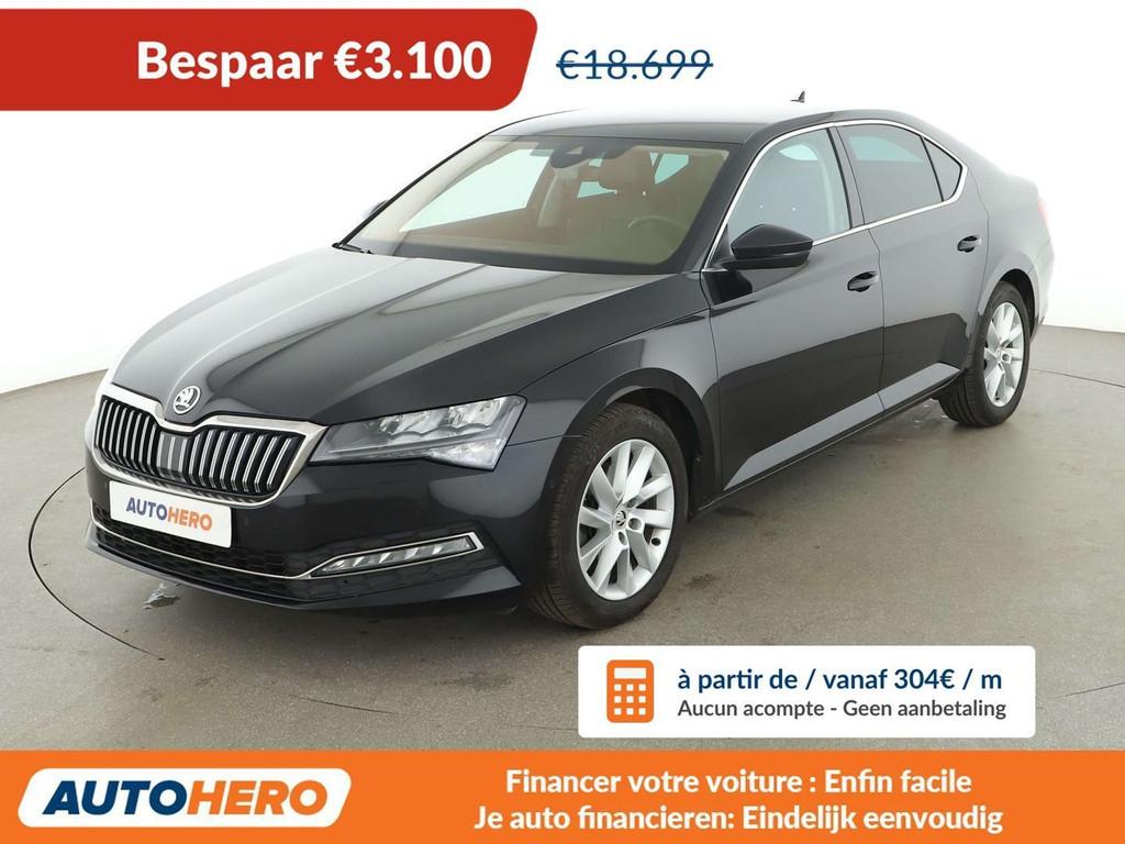 Skoda Superb 1.5 TSI ACT Style (bj 2019, automaat), Auto's, Zwart, Leder, 5 deurs, 1467 kg