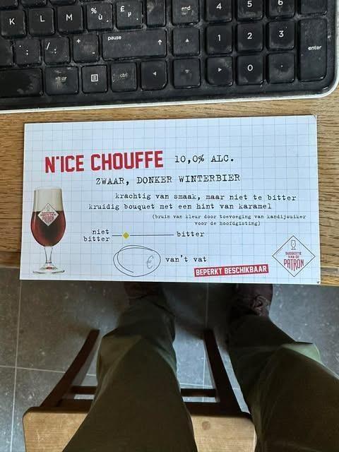 petit panneau publicitaire en carton N'ice chouffe, Collections, Enlèvement ou Envoi, Neuf, Panneau, Plaque ou Plaquette publicitaire