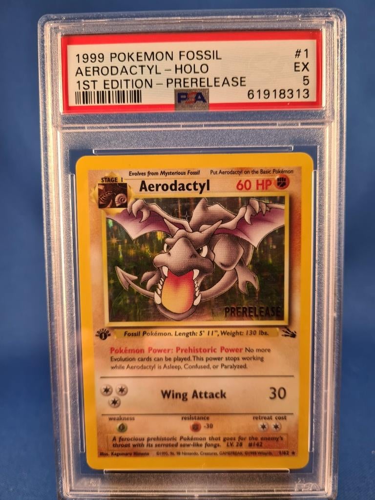 Aerodactyl 1/62 - Fossil (1st edition) (PSA 5), Hobby en Vrije tijd, Verzamelkaartspellen | Pokémon, Verzenden, Gebruikt