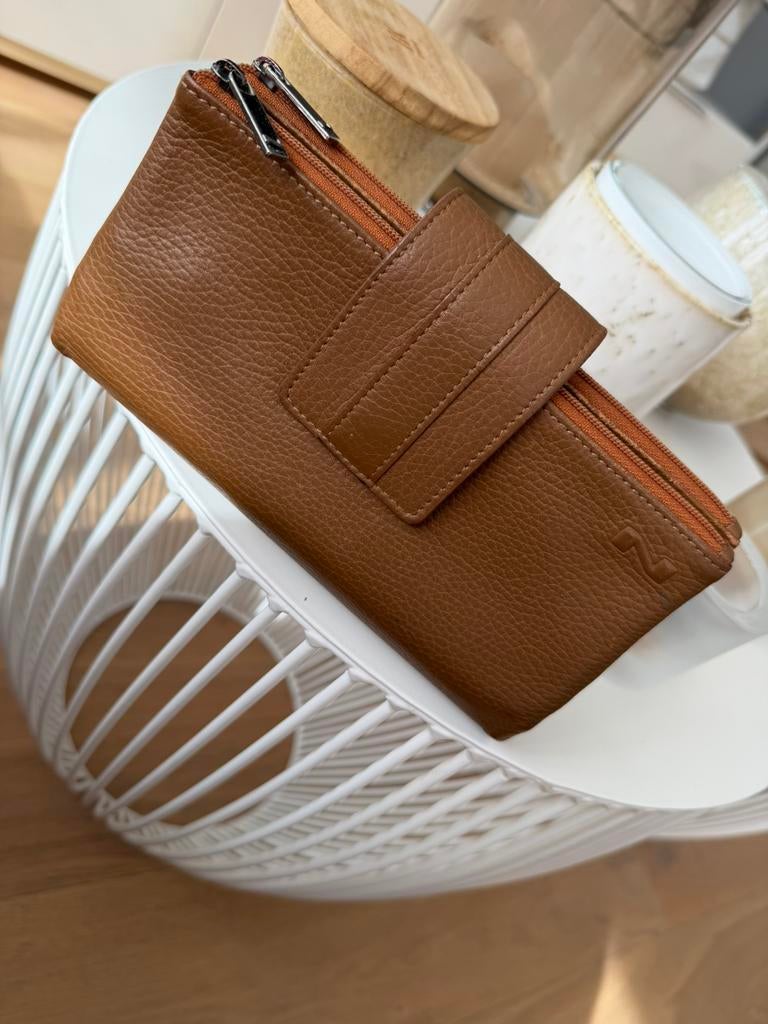 Nathan Baume - bruin lederen portemonnee- heel goede st aat, Handtassen en Accessoires, Portemonnees, Ophalen of Verzenden, Bruin