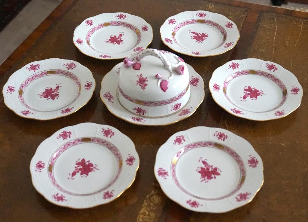 Superbe Service à Pain et Beurre en Porcelaine de Herend, Enlèvement ou Envoi