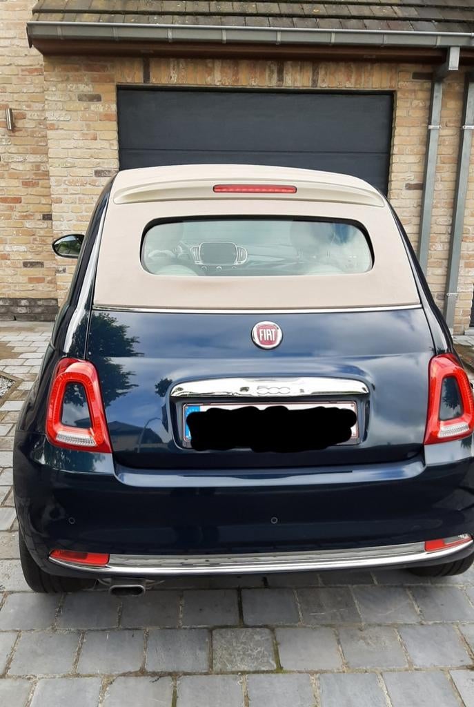 Fiat 500c Lounge cabrio 2017, Auto's, Fiat, Beige, Blauw, Leder en Stof, Particulier